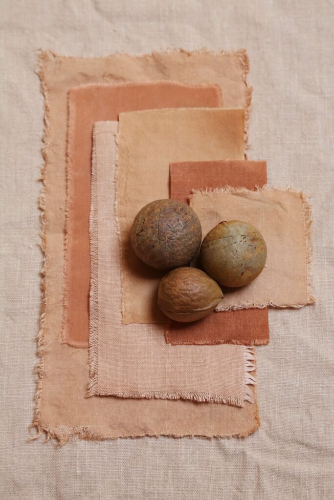 linen naturally dyed shades of pink from avocado dye