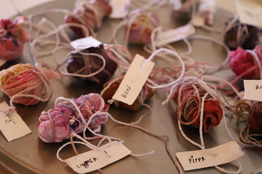 Eco-printed silk scarves waiting to be opened.